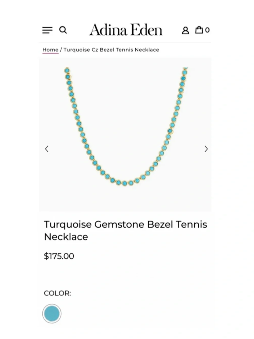 Revolve x Adina Eden Turquoise CZ Bezel Tennis Necklace